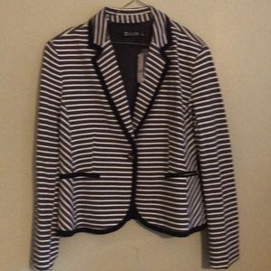 Navy & White Striped Blazer